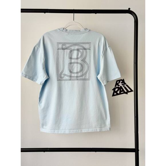 Burberry Big Embroidery Logo Blue T-Shirt - Picture 1 of 9